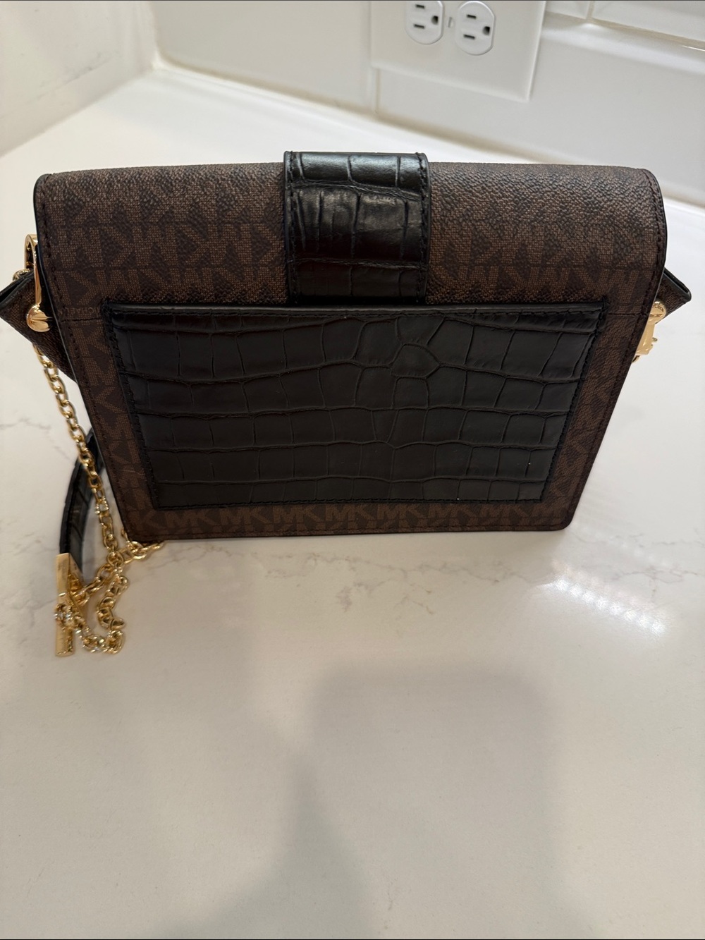 Michael Kors Brown & Black Signature Shoulder Bag with Gold Hardware - Picture 3 of 8